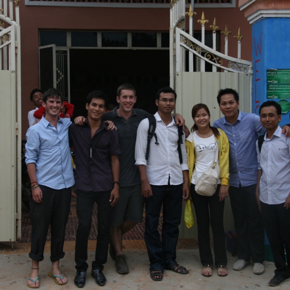 Peter, Vibol, Chris and the doctors from Phnom Penh outside the New School